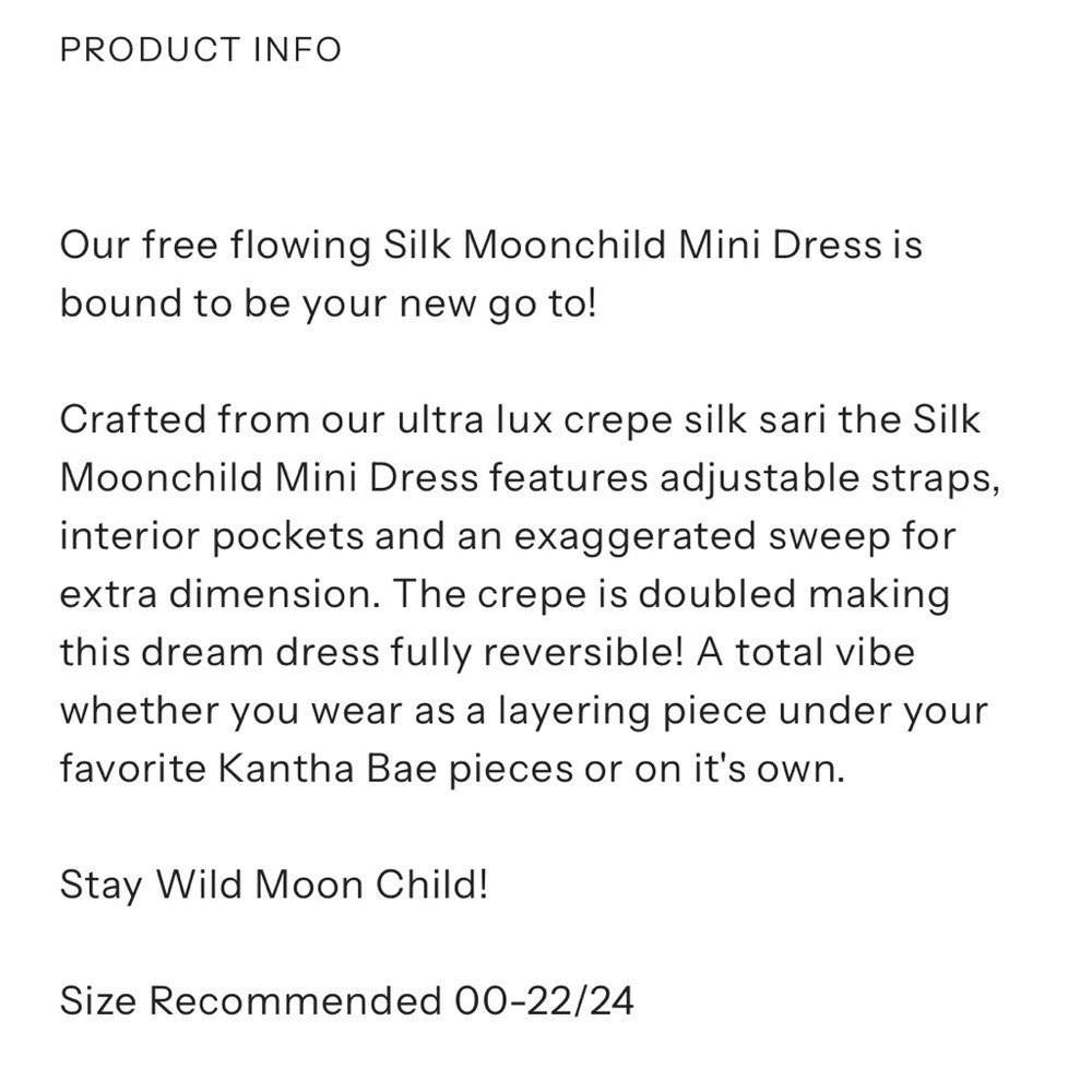 KANTHA BAE SILK Moonchild Mini Dress Reversible Free Size - Picture 7 of 14
